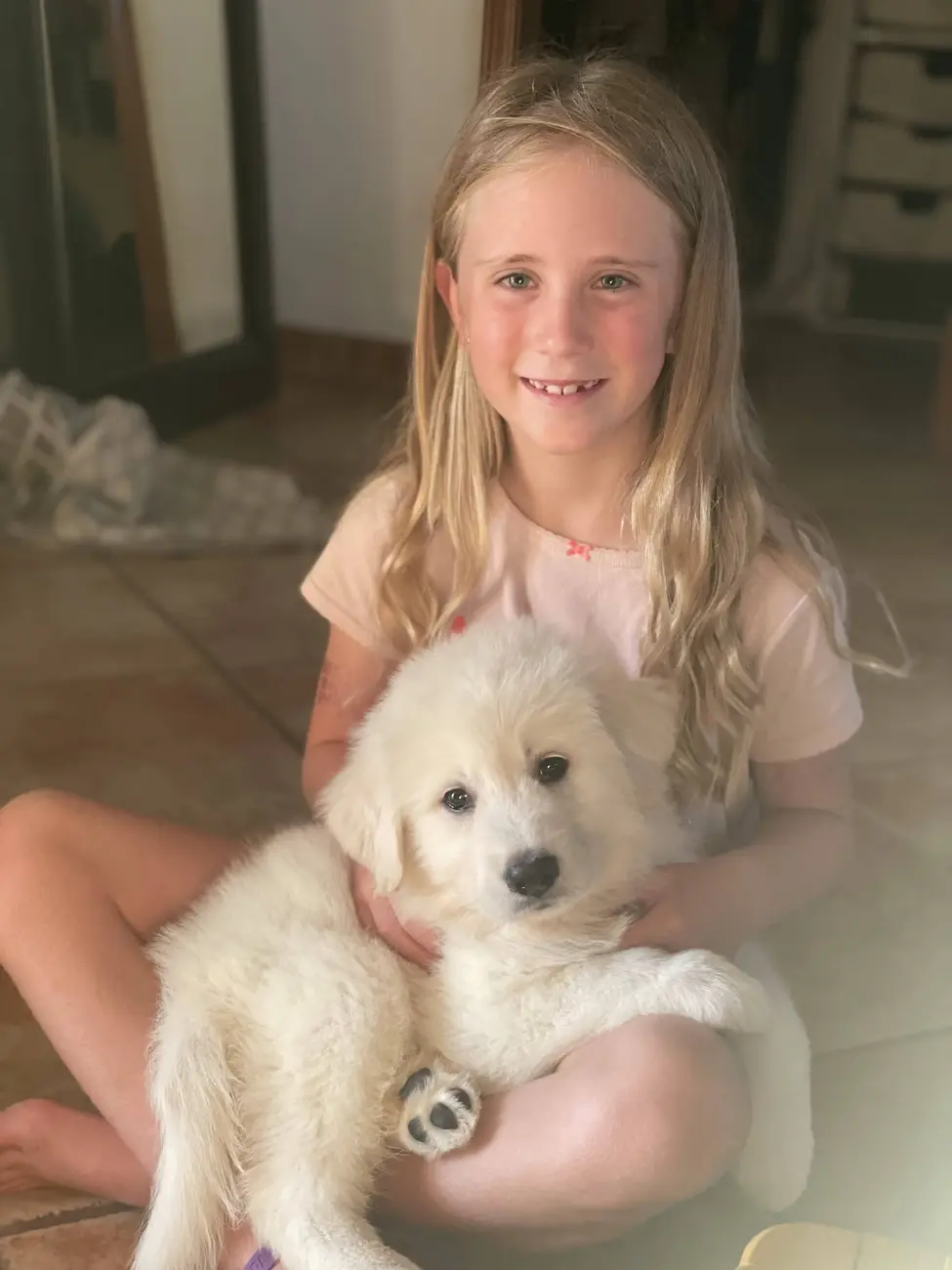 Kylo, the family’s Great Pyrenees, at Tradewinds Ranch