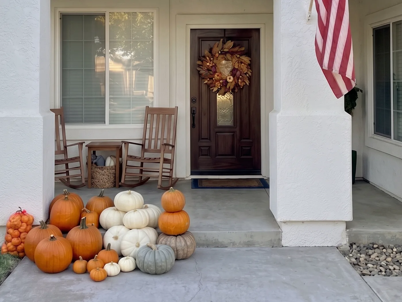 Porch Drop, a curated assortment of pumpkins delivered and set down at the foot of the porch steps